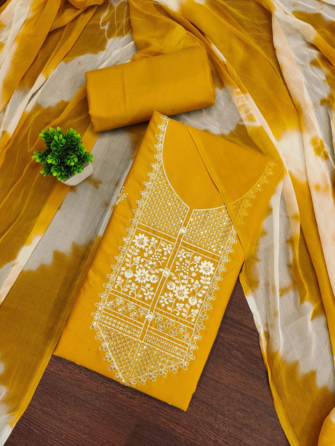KALINI Embroidered Pure Cotton Unstitched Dress Material