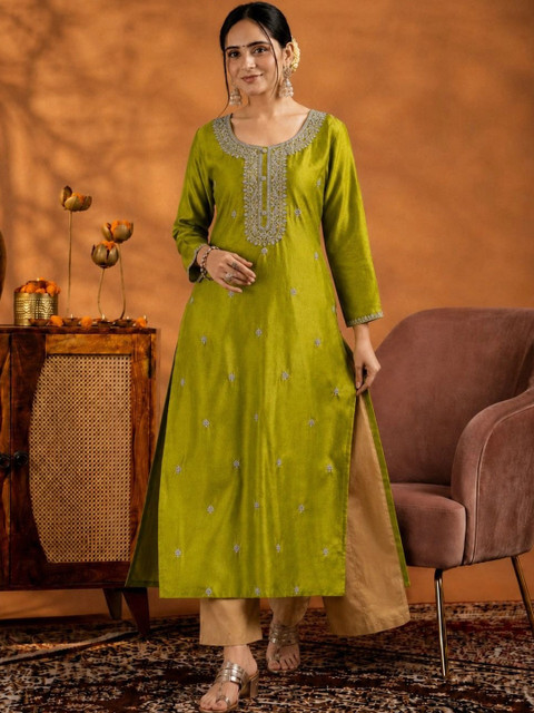 CREATIVE KORNER Women Ethnic Motifs Embroidered Thread Work Kurta - Image 4