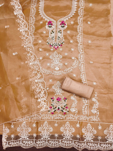 KALINI Embroidered Organza Unstitched Dress Material - Image 2
