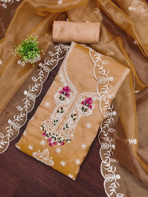 KALINI Embroidered Organza Unstitched Dress Material