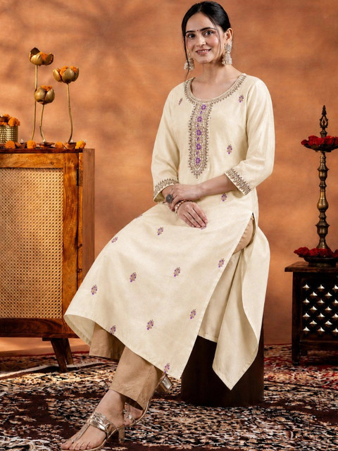 CREATIVE KORNER Women Embroidered Thread Work Kurta - Image 3