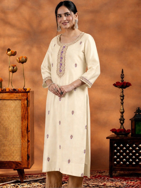CREATIVE KORNER Women Embroidered Thread Work Kurta - Image 6
