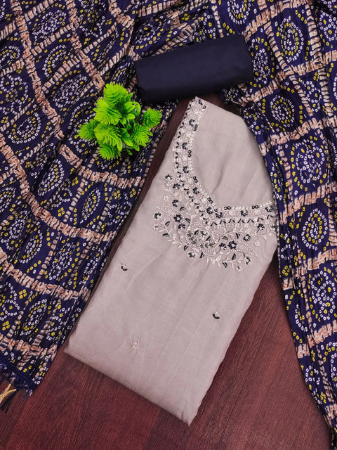 KALINI Embroidered Unstitched Dress Material - Image 3