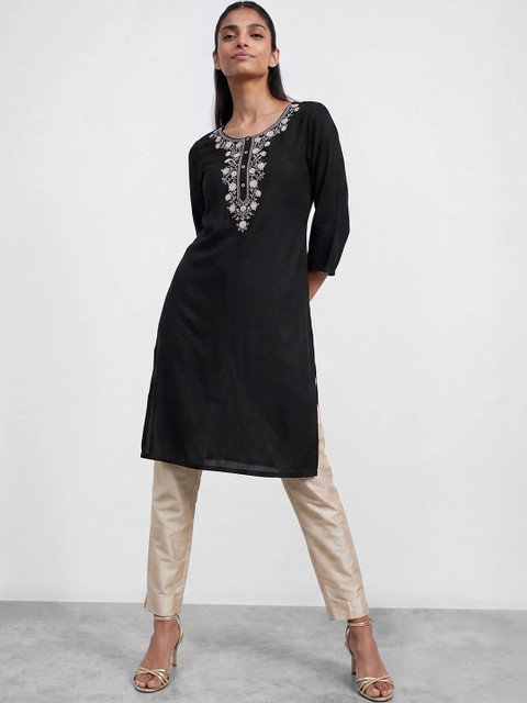 Melange by Lifestyle Women Ethnic Motifs Embroidered Thread Work Kurta - Image 3