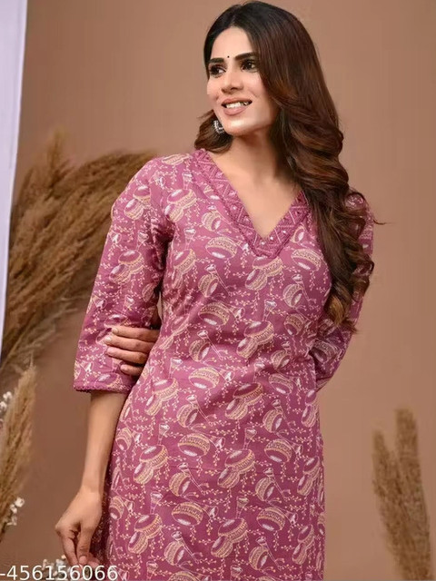 Vorcia Febtex Printed V-Neck Ethnic Straight Kurta - Image 5