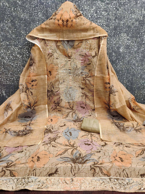 KALINI Embroidered Pure Cotton Unstitched Dress Material - Image 2