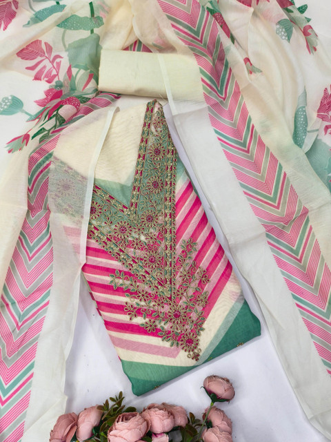 KALINI Embroidered Unstitched Dress Material - Image 3