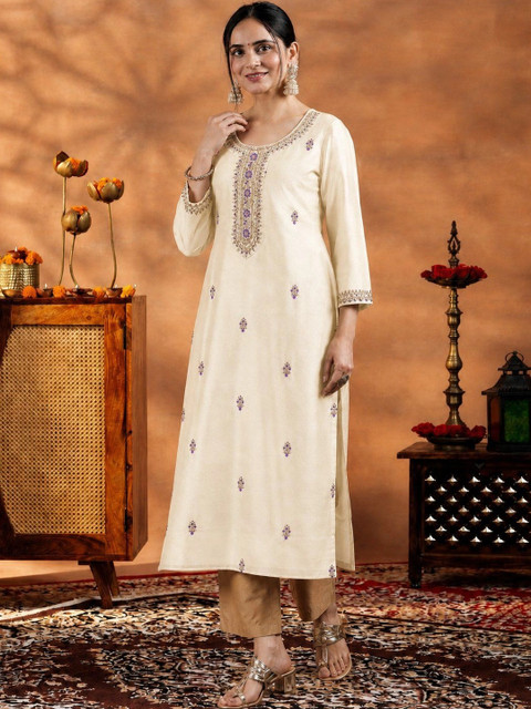 CREATIVE KORNER Women Embroidered Thread Work Kurta - Image 4