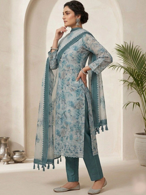 THE ASSTAG Printed Linen Semi-Stitched Dress Material - Image 5