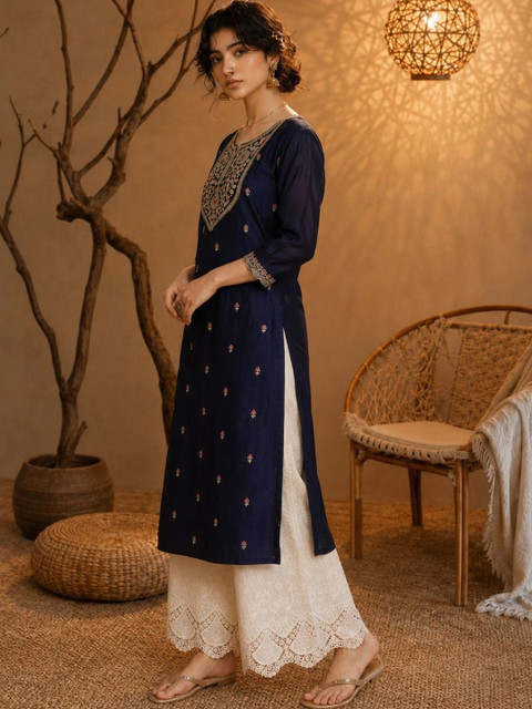 rarethread Women Ethnic Motifs Embroidered Thread Work Kurta - Image 5