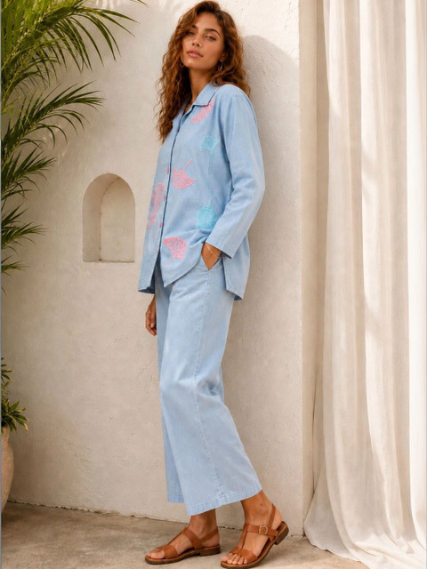 Aarika Indie Florals Cotton Embroidered Shirt with Trousers - Image 3