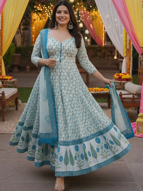 Aaghnya Women Floral Printed Regular Kurta with Trousers & With Dupatta - Image 2