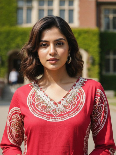 KSUT Women Ethnic Motifs Printed Thread Work Kurta - Image 5