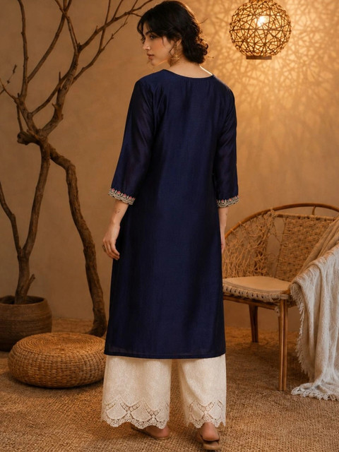 rarethread Women Ethnic Motifs Embroidered Thread Work Kurta - Image 7