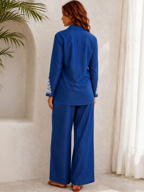 Aarika Indie Florals Cotton Embroidered Shirt with Trousers - Image 5