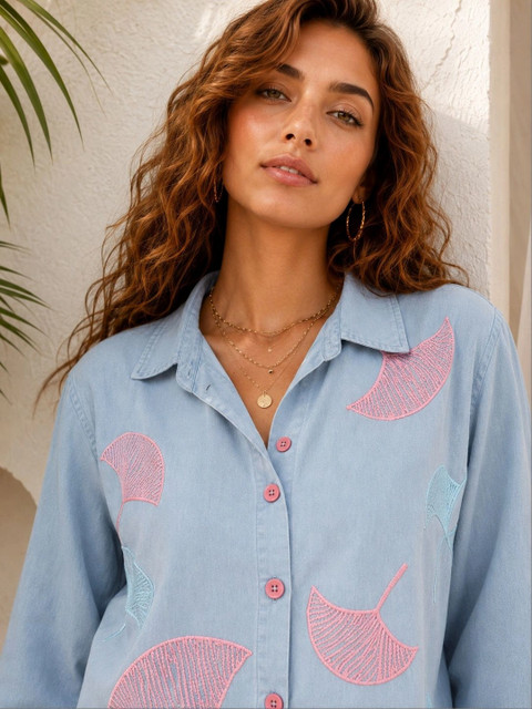 Aarika Indie Florals Cotton Embroidered Shirt with Trousers - Image 2