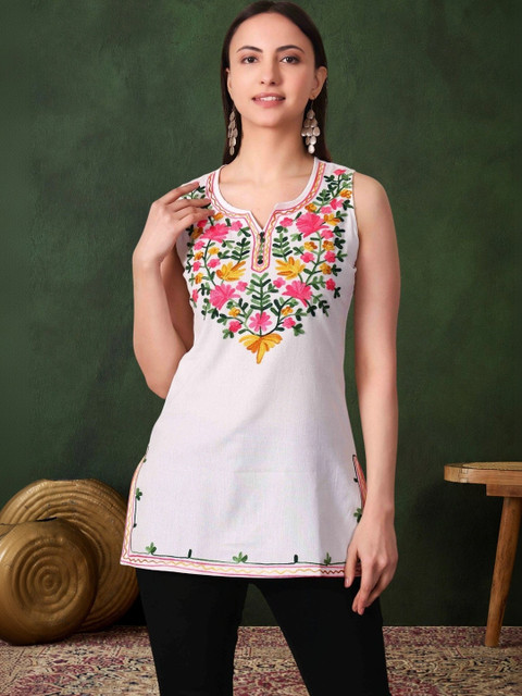 House of Sakhhi Women Floral Embroidered Thread Work Floral Kurta - Image 7