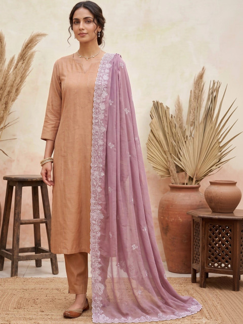 Komurr Embroidered Organza Dupatta with Thread Work