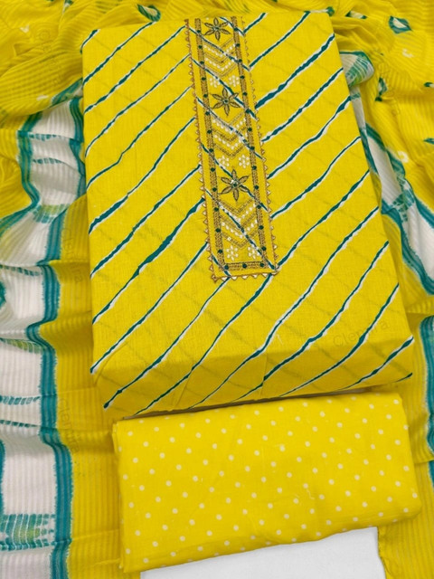 FashionsEye Printed Pure Cotton Unstitched Dress Material - Image 3