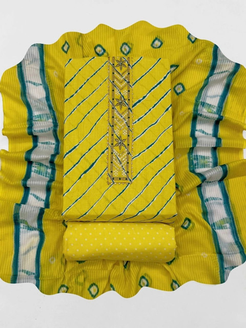FashionsEye Printed Pure Cotton Unstitched Dress Material - Image 5