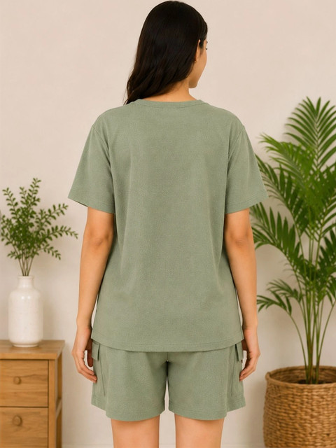 DEVATVAM Indigo Solid T-shirt with Shorts - Image 5