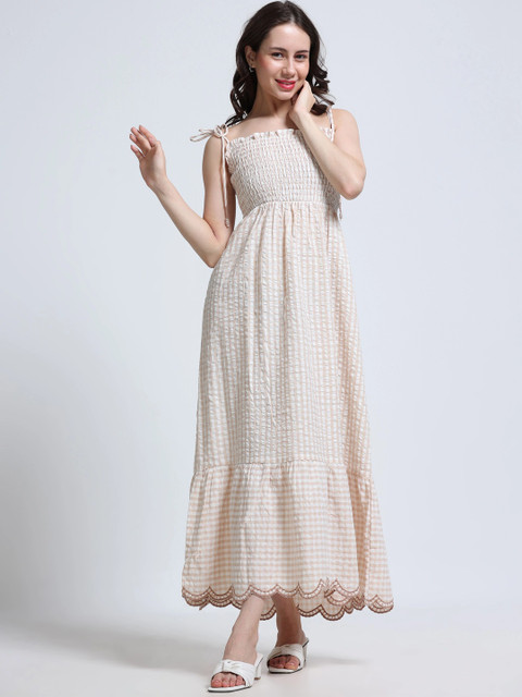 GLAM & CHIQUE Checked Maxi Dress