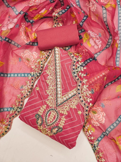 WaCraz Printed Semi-Stitched Dress Material - Image 2