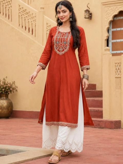 rarethread Women Embroidered Thread Work Kurta