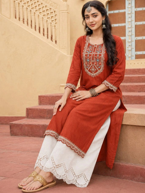 rarethread Women Embroidered Thread Work Kurta - Image 3