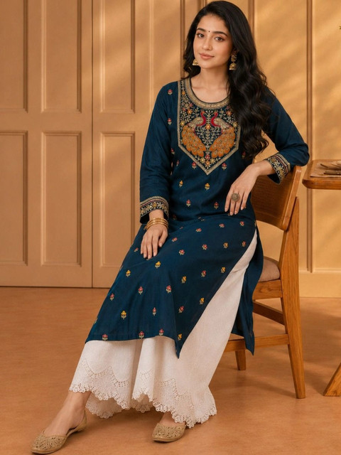 rarethread Women Embroidered Thread Work Kurta - Image 5