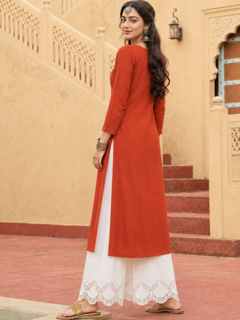 rarethread Women Embroidered Thread Work Kurta - Image 5