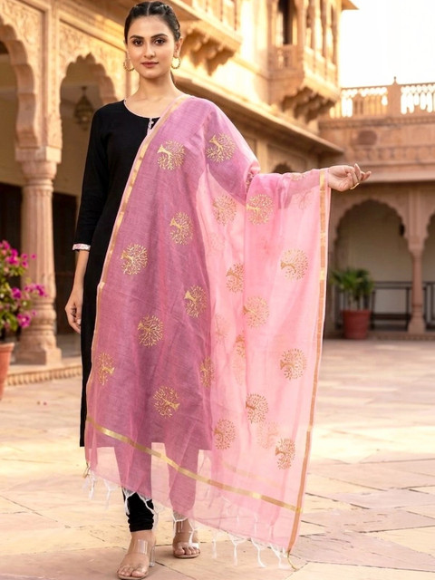 Naveera Ethnic Motifs Printed Cotton Silk Foil Print Dupatta - Image 2