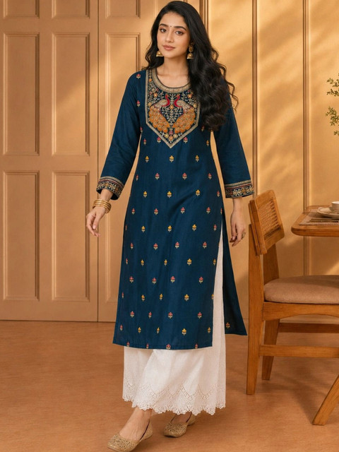 rarethread Women Embroidered Thread Work Kurta - Image 6