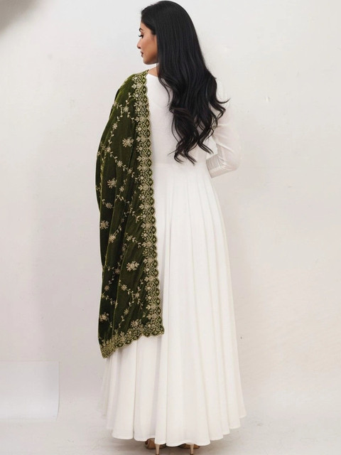 tathastufab Embroidered Velvet Dupatta with Thread Work - Image 2