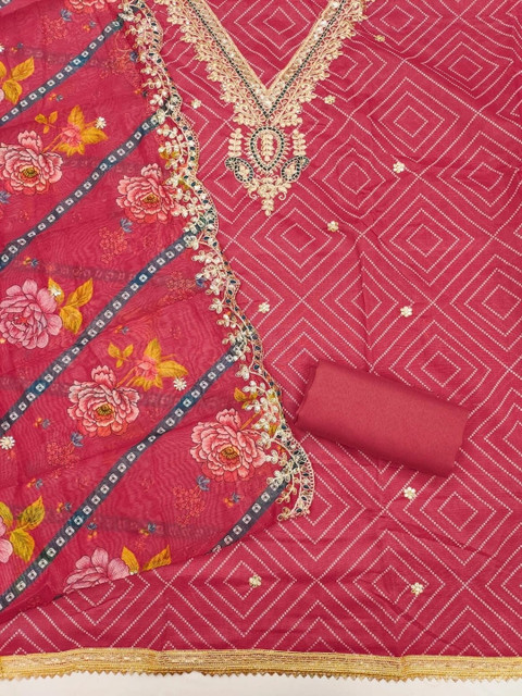 WaCraz Printed Semi-Stitched Dress Material - Image 3