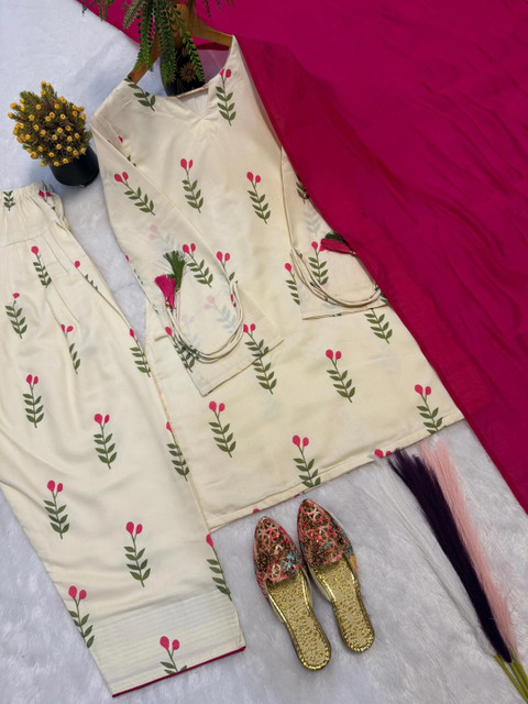 Moda Rapido Women Floral Printed Regular Kurta with Palazzos & With Dupatta - Image 5