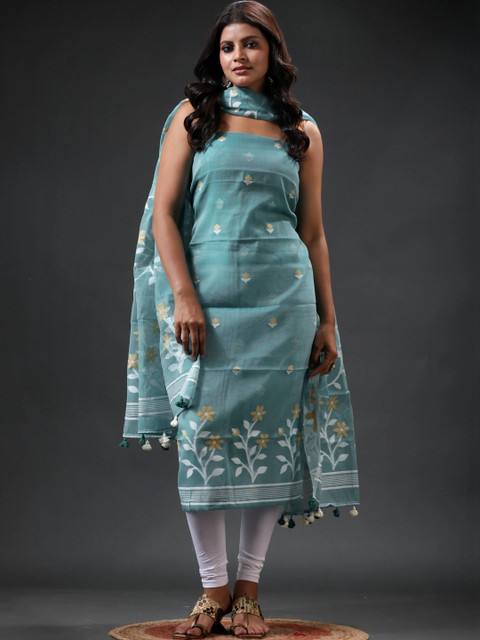 oishani saree ghor Pure Cotton Unstitched Dress Material - Image 4