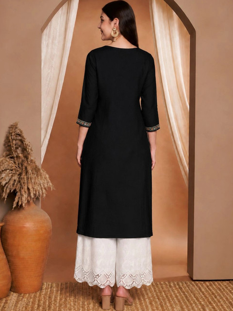 FORKEY Women Ethnic Motifs Embroidered Thread Work Kurta - Image 4