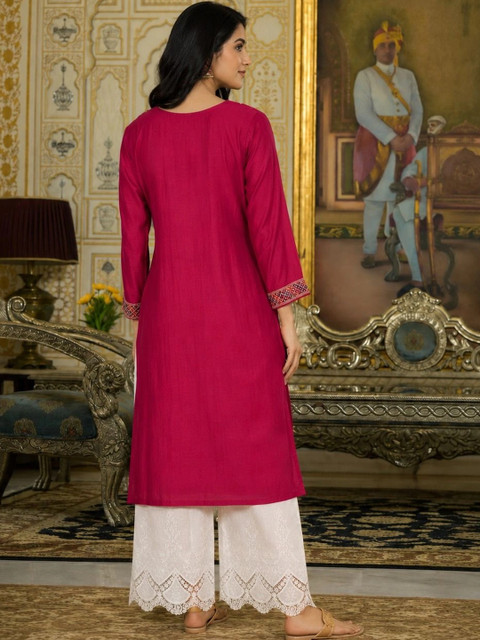 rarethread Women Ethnic Motifs Embroidered Thread Work Kurta - Image 7