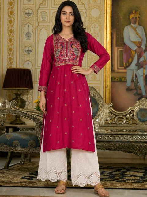rarethread Women Ethnic Motifs Embroidered Thread Work Kurta - Image 4