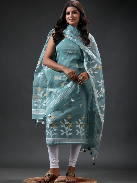 oishani saree ghor Pure Cotton Unstitched Dress Material - Image 3
