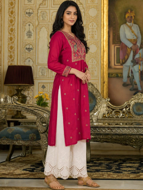 rarethread Women Ethnic Motifs Embroidered Thread Work Kurta - Image 6