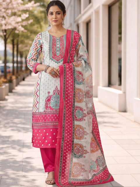 India Cloth Factory Women Ethnic Motifs Printed Regular Kurta with Trousers & With Dupatta