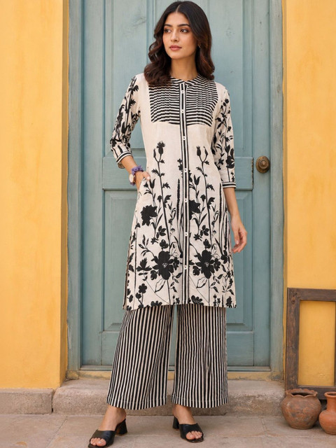 Sangria Cotton Printed Tunic with Palazzos - Image 5