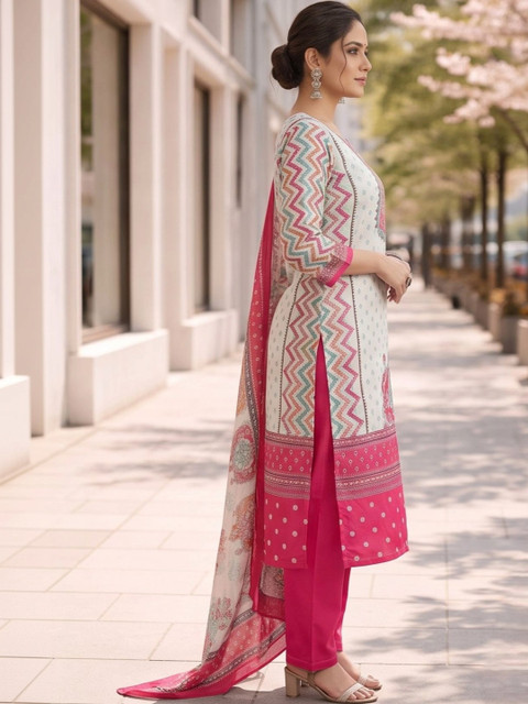 India Cloth Factory Women Ethnic Motifs Printed Regular Kurta with Trousers & With Dupatta - Image 4