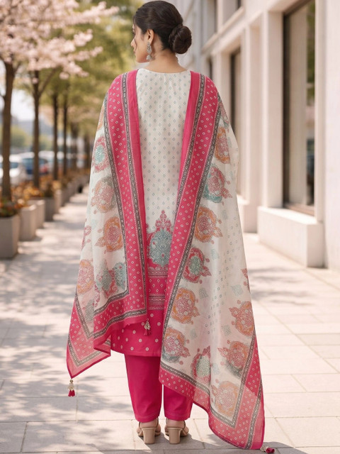 India Cloth Factory Women Ethnic Motifs Printed Regular Kurta with Trousers & With Dupatta - Image 3