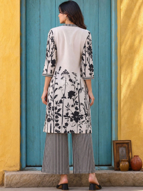Sangria Cotton Printed Tunic with Palazzos - Image 4