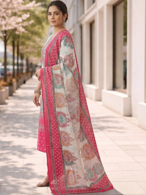 India Cloth Factory Women Ethnic Motifs Printed Regular Kurta with Trousers & With Dupatta - Image 2