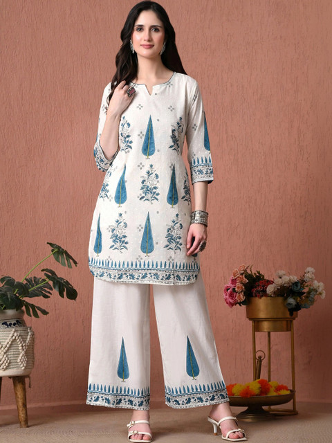 Sangria Cotton Printed Tunic with Palazzos