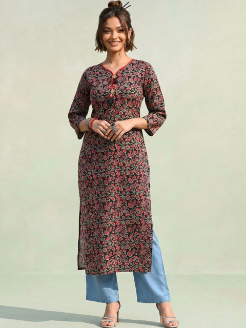 AADVIKA Women Floral Printed Thread Work Indie Florals Kurta - Image 3